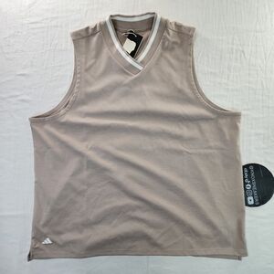adidas Go-To Sleeveless Polo Shirt Wonder Taupe JE7314 Women's Size XLarge